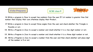 if else using Java Basic Programs in Java ICSE class 9 if else complete solution