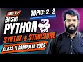 Class 11 Computer 2 2 Basic Python Syntax and Structure Python Programming Class 11 computer