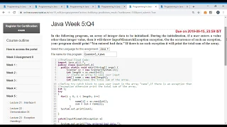 Programming In Java Unit 7 week 5 Q4