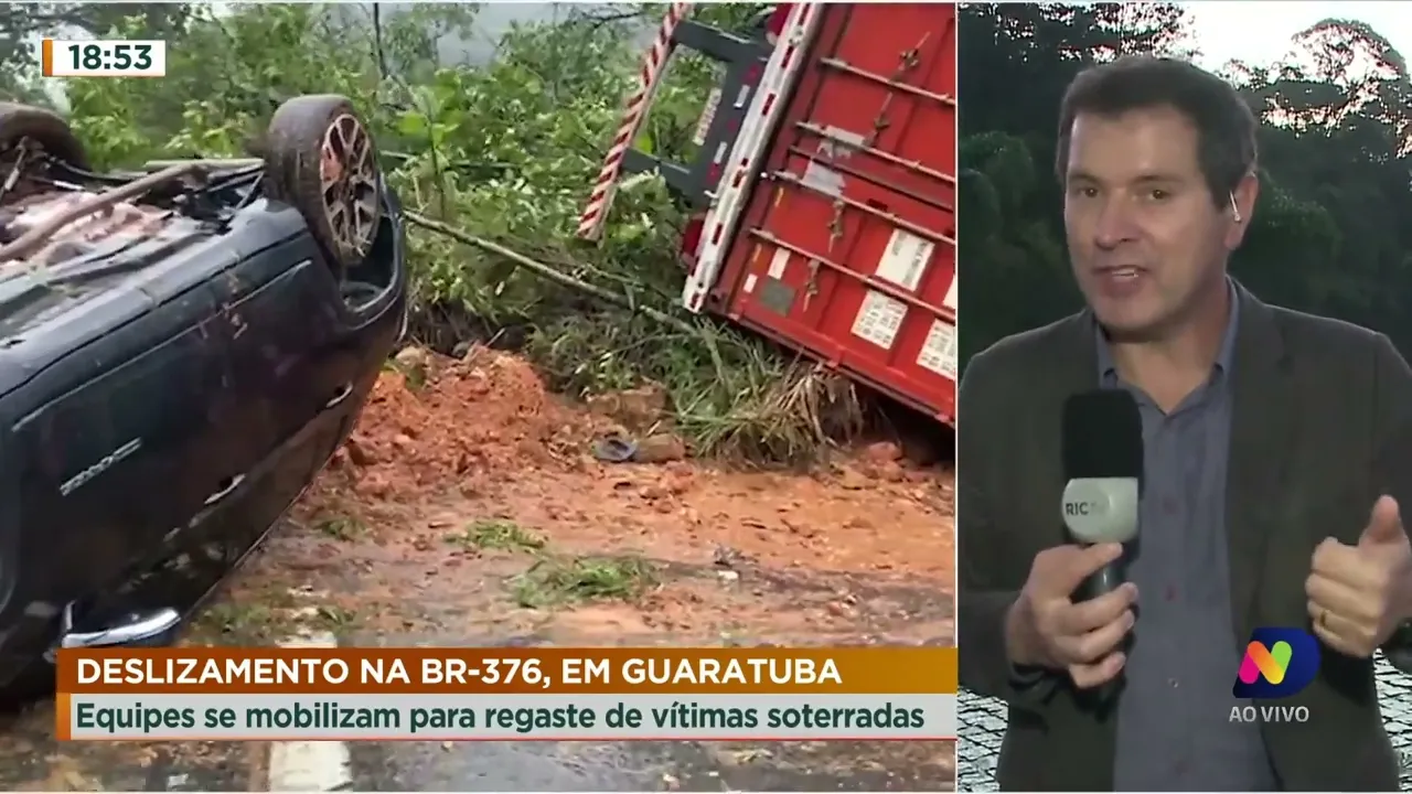 Deslizamento na BR-376: Equipes se mobilizam para resgate de vítimas soterradas