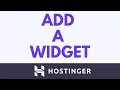 How To Add A Widget In Hostinger Website Builder Embed Code Tutorial