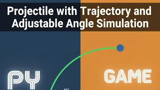 Projectile Motion with Trajectory Trail and Adjustable Angle Simulation Python and Pygame