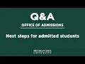 Next steps for admitted students