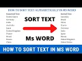 How to sort text alphabetically in Word Arrange text in alphabetical order in Word