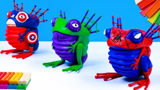 Making Frog Superheroes Spider-man, Hulk, Captain America with Polymer Clay 🧟‍♂️ Clay Speed Build