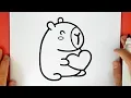 HOW TO DRAW A CUTE CAPYBARA HOLDING A HEART