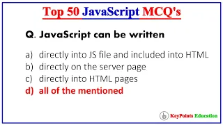 Top 50 JavaScript MCQs For Exams and Interview