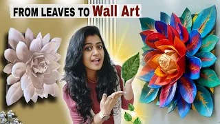 Turn Simple Leaves into Luxury Wall Art 😱 | Best Out of Waste DIY Home Decor