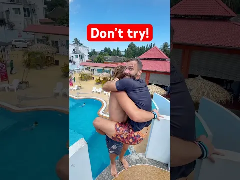 My first ever baby-catch ride at the swimming pool #cliffjumping