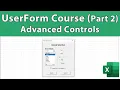 Excel UserForm Course 2 - Menus Lists ComboBox OptionButtons CheckBox More