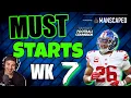 Fantasy Football Week 7 Must Starts and Defense Streamers
