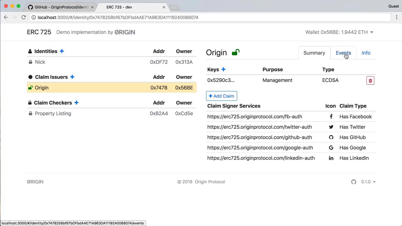 ERC 725 Identity Management: A Live Demo on Ethereum