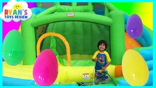 Download HUGE EGGS Surprise Toys Challenge with Inflatable water slide MP3