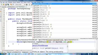 Java demonstration of Spliterator using ArrayList