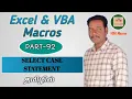 PART 92 - VBA SELECT CASE STATEMENT TAMIL Kallanai YT