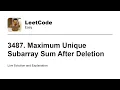 3487 Maximum Unique Subarray Sum After Deletion Leetcode Easy
