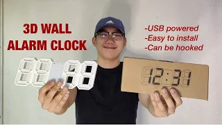 LED Hanging Minimalist Wall Clock 3D Modern Digital Alarm Clock Table Watch Set Up Tutorial