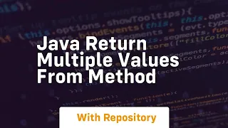 java return multiple values from method