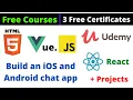 Udemy Free Certificate Courses HTML5 Create iOS Android App React js Online Classes