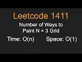 Number of Ways to Paint Nx3 Grid - Leetcode 1411