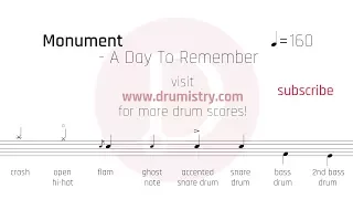 Download A Day To Remember - Monument Drum Score MP3