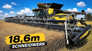 Großmähdrescher New Holland CR11 mit größtem 18,6-m-Schneidwerk, Traktor | Biggest Combine Harvester