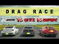 2022 VW Golf GTI DCT vs 2022 Subaru WRX SPT vs Hyundai Sonata Nline Drag and Roll Race