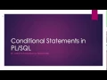 PL SQL Tutorials for Beginners IF THEN ELSE Conditions
