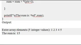 sum of array elements using pointers