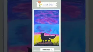 Fox Silhouette Oil Pastel Drawing