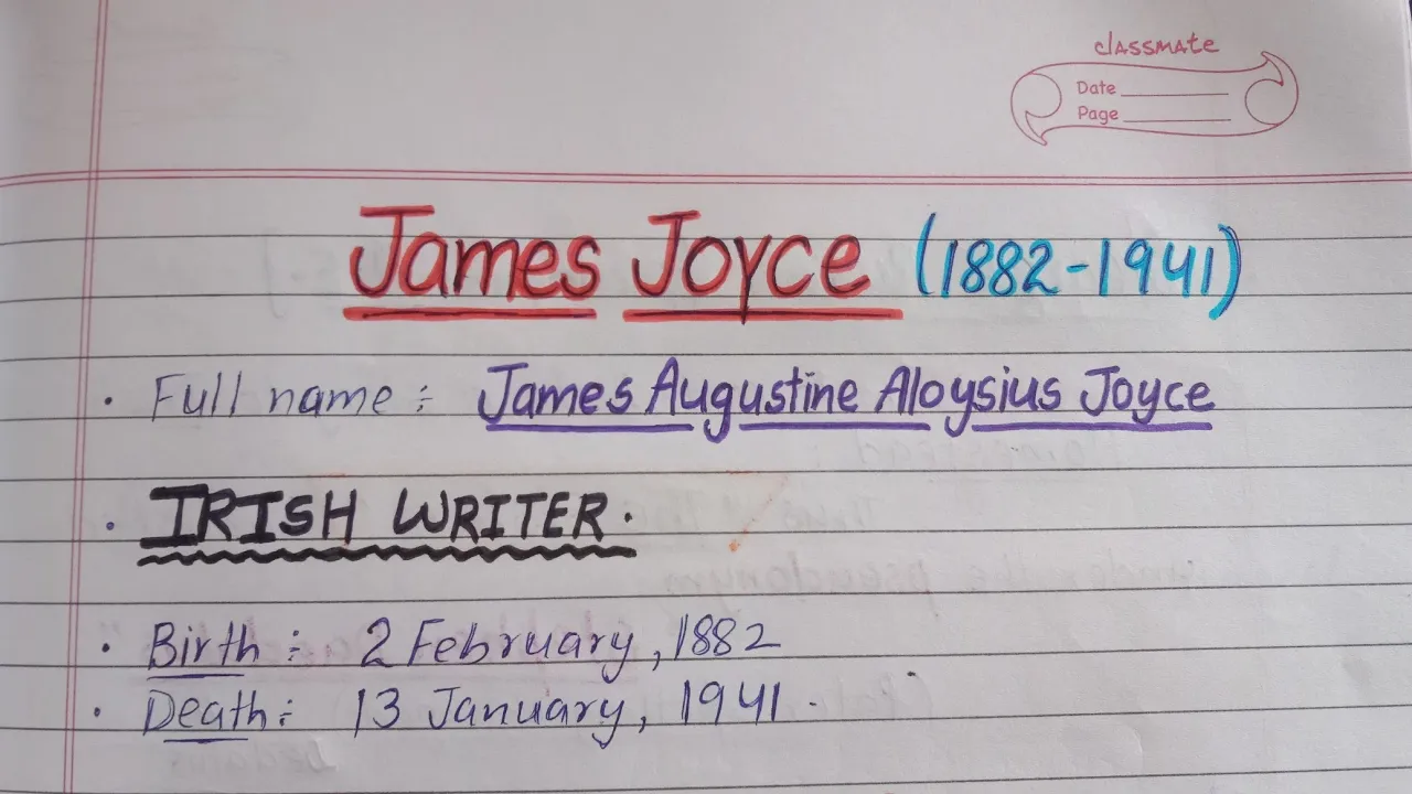 James Joyce | Important Points | Major Works | Trick to Remember Works | Master Cadre English