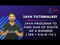 Java Program to Find Sum of Digits of a Number - In Hindi