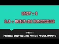 Built-In Functions In Python Tamil UNIT-3 CSE P12 Quick Through