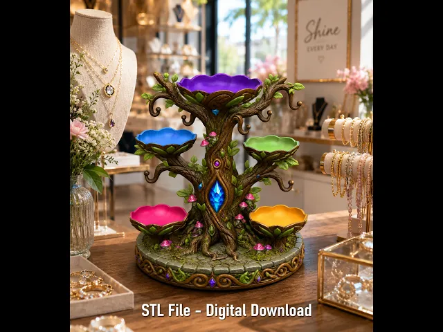 Enchanted Jewelry Tree Display STL File for 3D Print video thumbnail