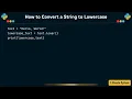 How to Convert a String to Lowercase