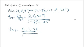 Finding unit tangent vector at a value of t