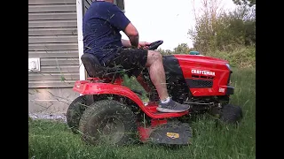 Craftsman T110 takes on overgrown lawn Part 1 - satisfying
