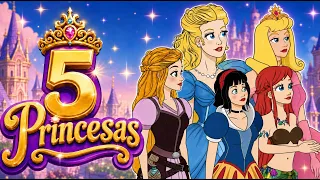 5 Princesas 💜 Cenicienta, Rapunzel, Sirenita, Blancanieves 🧚 | Cuentos infantiles para dormir