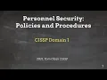 Personnel Security Policies and Procedures