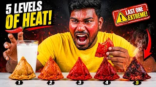 I Ate 5 Levels of SPICIEST Samosas (Level 5 is Deadly! 💀) |  | Eating Challenge | Mad Brothers