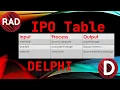 Delphi IPO Table For A Tournament Planner Dev Vlog S1 E3