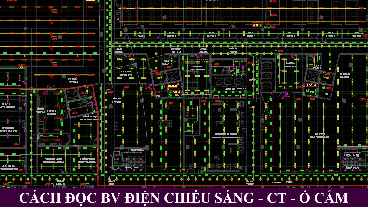 Cách đọc bản vẽ điện chiếu sáng - công tắc - ổ cắm