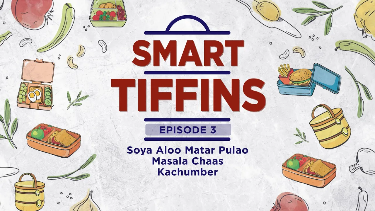 Smart Tiffins   Soya Aloo Matar Pulao   Masala Chaas   Kachumber   Sanjeev Kapoor Khazana