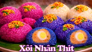 Xôi Nhân Thịt Heo Dẻo Mềm Cả Ngày | Bí Quyết Nấu Xôi Để Bán Đông Khách