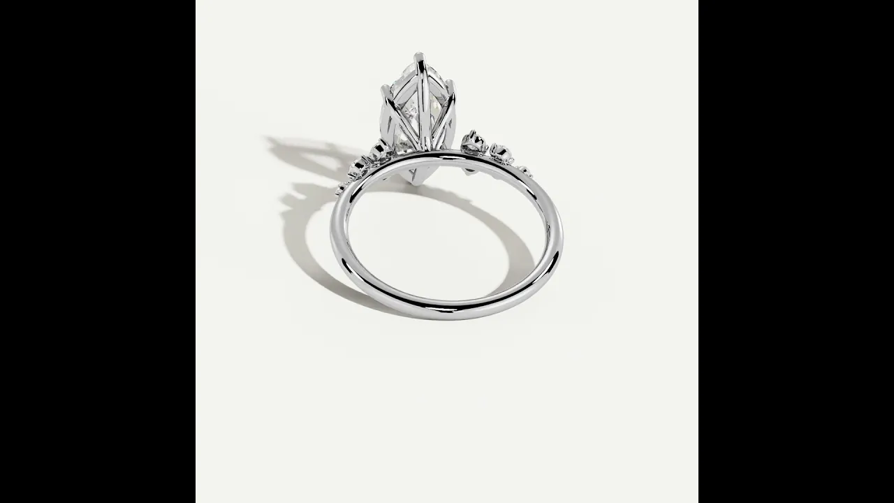 Elowen丨Marquise Lab Diamond Engagement Ring with Floral Diamond Cluster Accents
