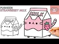 How To Draw Pusheen Cat - Strawberry Milk Carton Cute Easy Step By Step Drawing Tutorial