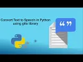 Convert text to speech using in Python Python GTTS library for converting text to speech