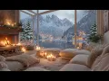 Lagu Peaceful Winter Morning By The Lake⛄ Soft Piano, Falling Snow \u0026 Warm Fireplace for Deep Focus
