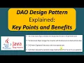 DAO Design Pattern Explained Key Points and Benefits Data Access Object Design Pattern