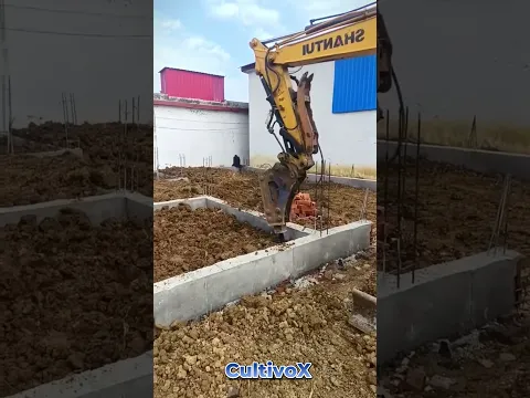 🚜🏗️ Foundation Trench Compacting With Excavator Machinery 1
